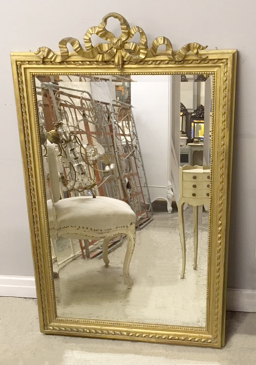 frencch antique louis xvi mirror with bow